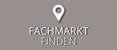 Standortmarker-Symbol mit dem Text "FACHMARKT FINDEN", was auf die Fachmarktsuche hinweist mit dem Ziel ein Service-Angebot in Anspruch zu nehmen.