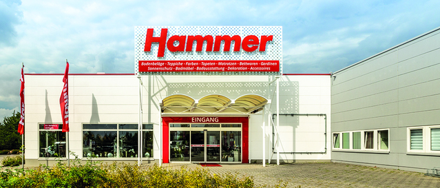 Außenansicht des Hammer Raumausstatters in Halle-Neustadt